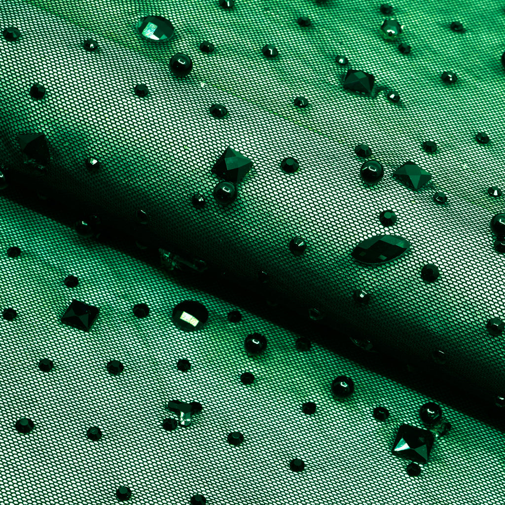 Brilliance Beaded with Rhinestone Stretch Mesh Fabric | Blue Moon Fabrics