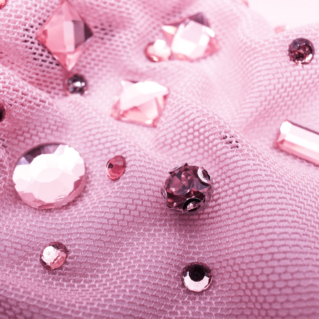 Brilliance Beaded with Rhinestone Stretch Mesh Fabric | Blue Moon Fabrics