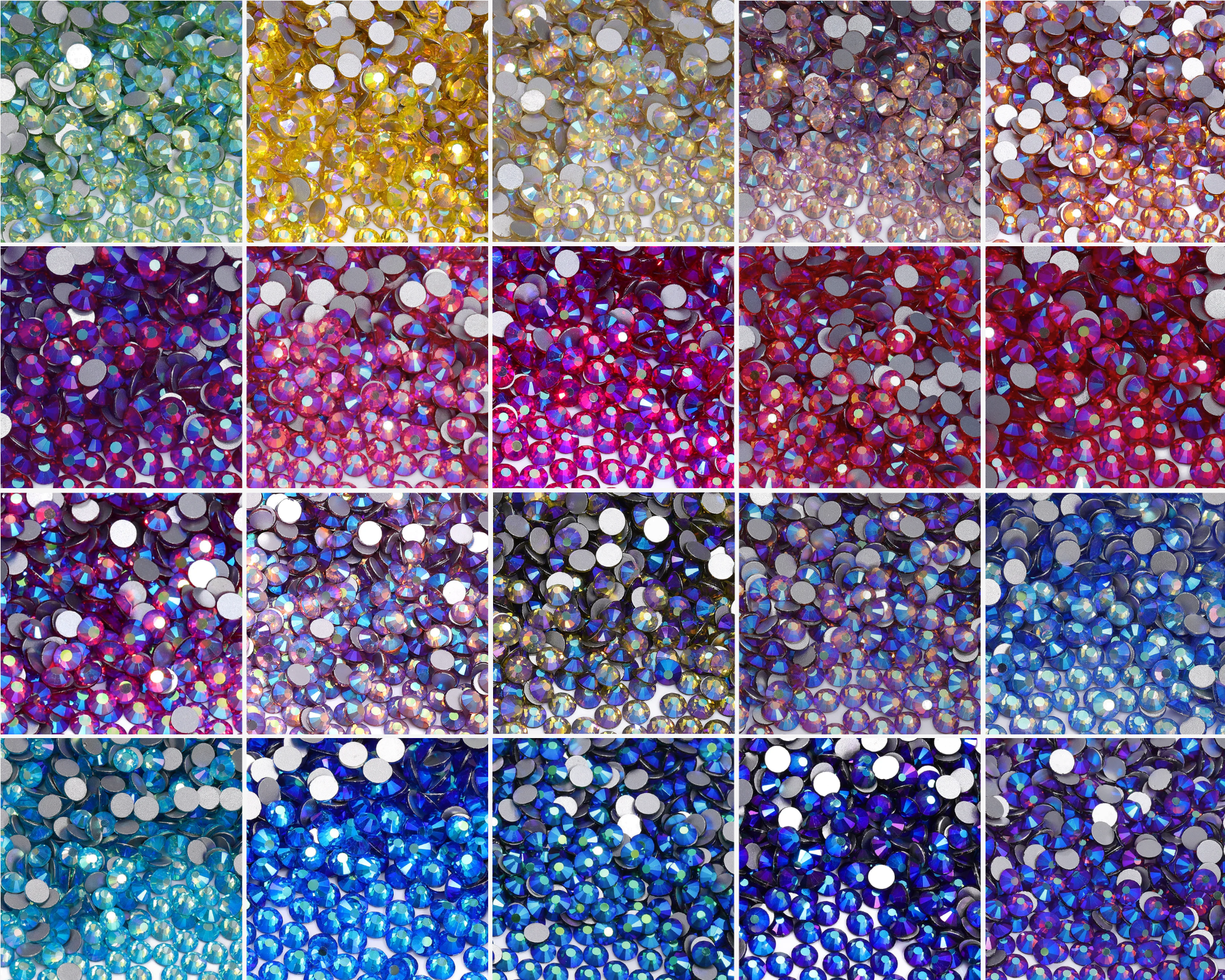 SS6-SS30 Top Quality Multi-color AB Non-Hotfix Flat-Back Glass Rhinestones