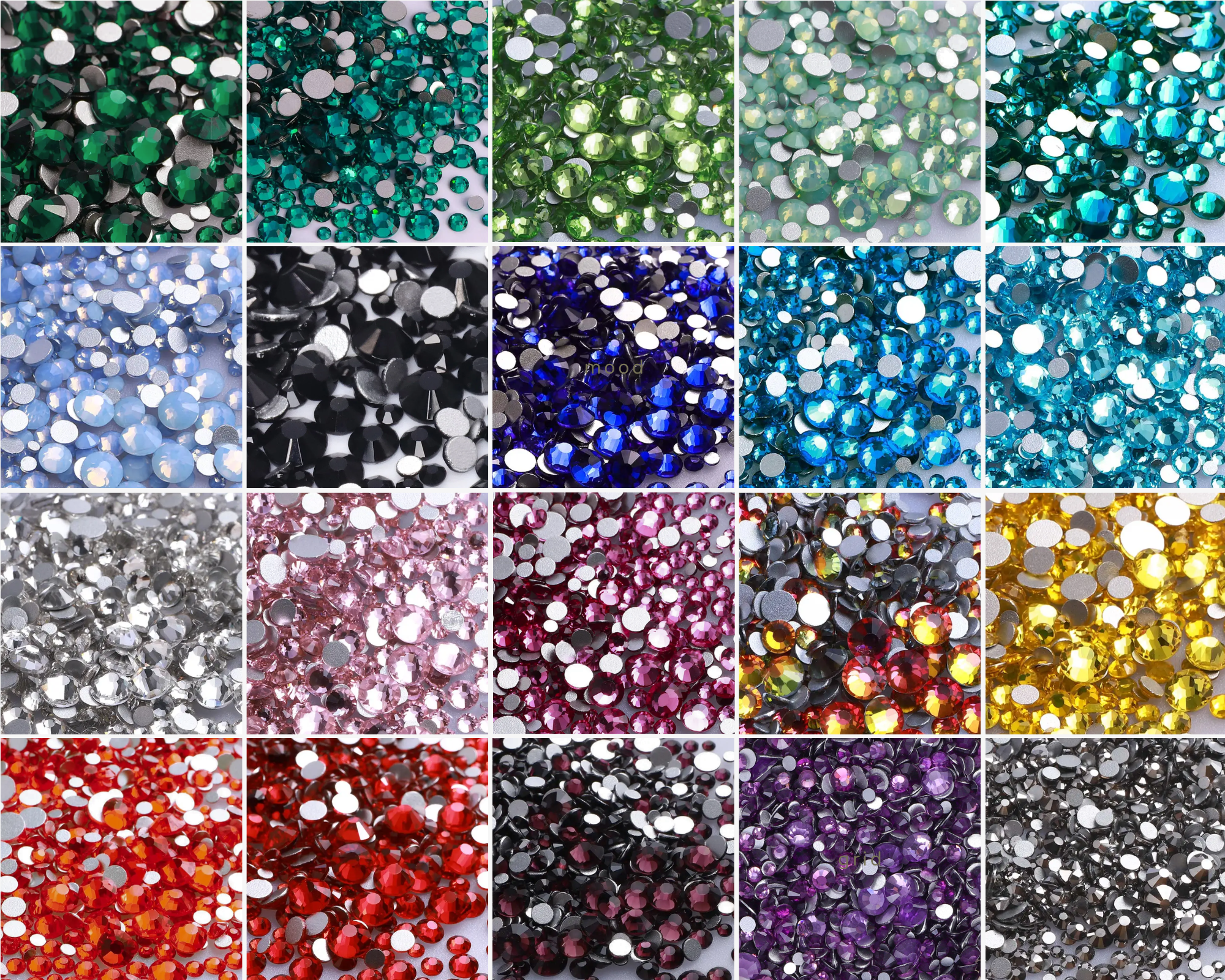 1440PCS SS3-SS20 Mix Size Non-Hotfix Glass FlatBack Rhinestones