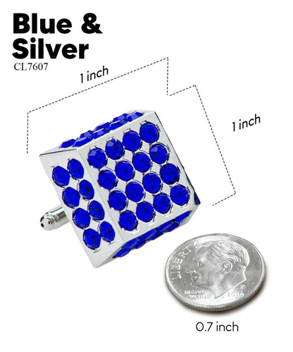 Vittorio Vico Men's Large  Square Studded Colored Crystal Cufflinks: CL76XX Series