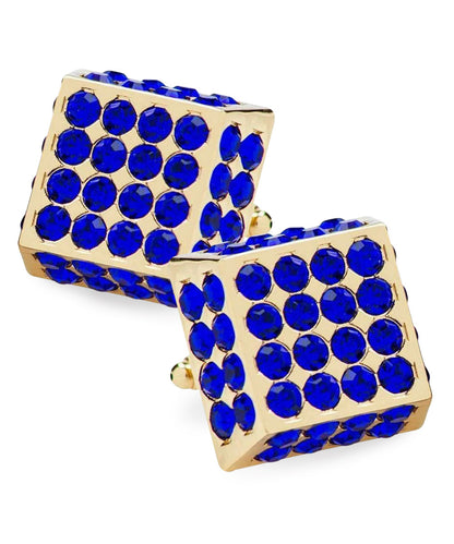 Vittorio Vico Men's Large  Square Studded Colored Crystal Cufflinks: CL76XX Series