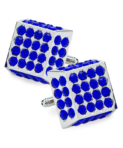 Vittorio Vico Men's Large  Square Studded Colored Crystal Cufflinks: CL76XX Series