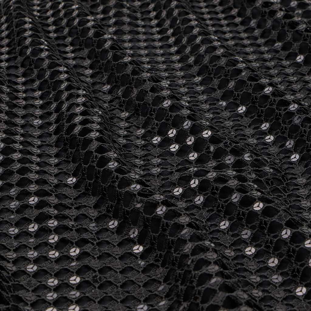 Chequered Knitted Lace Sequin Fabric | Blue Moon Fabrics