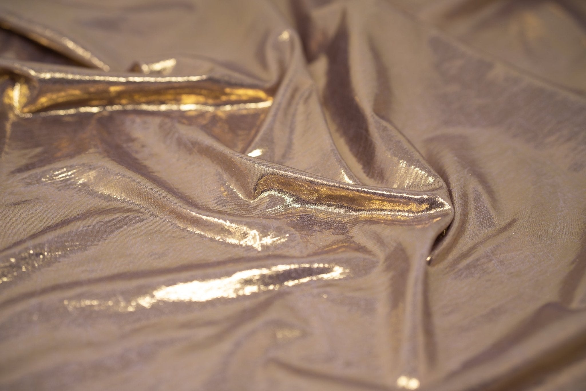 Claudette Creased Foiled Spandex Fabric | Blue Moon Fabrics