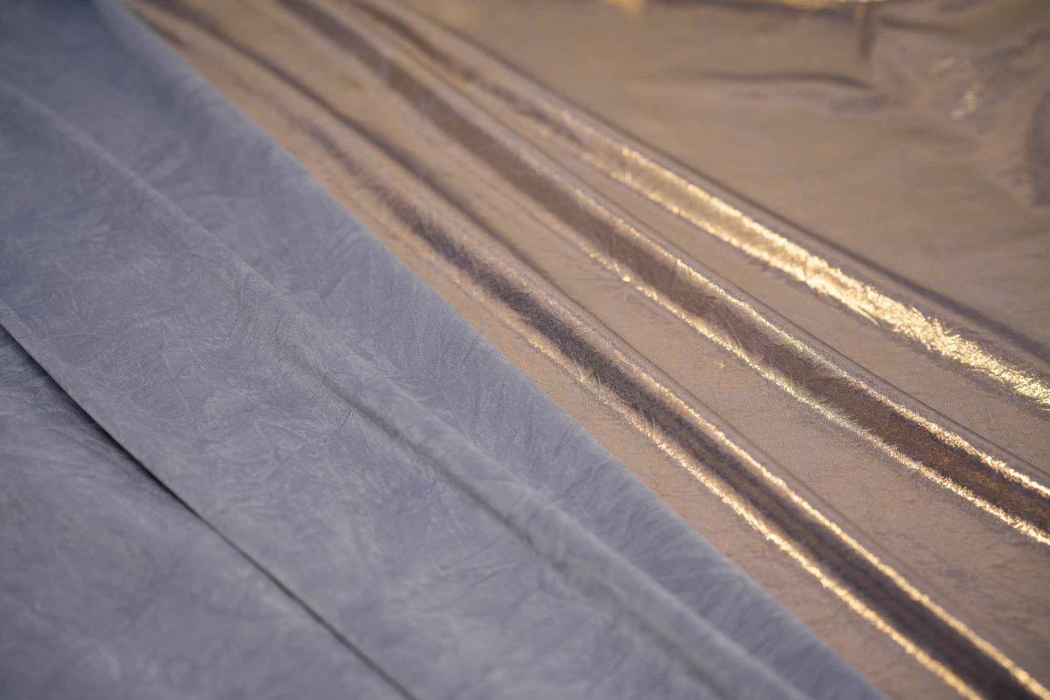 Claudette Creased Foiled Spandex Fabric | Blue Moon Fabrics