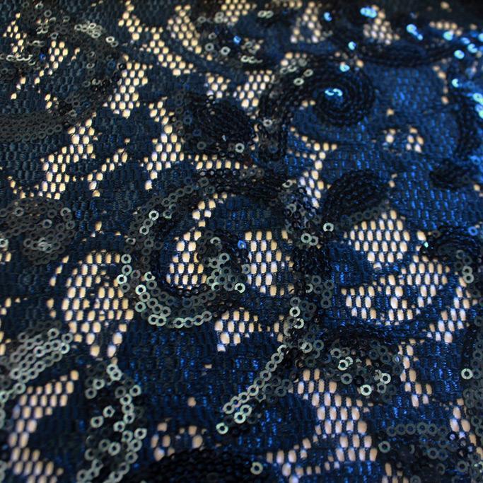Cottage Garden Stretch Lace Sequin Fabric | Blue Moon Fabrics
