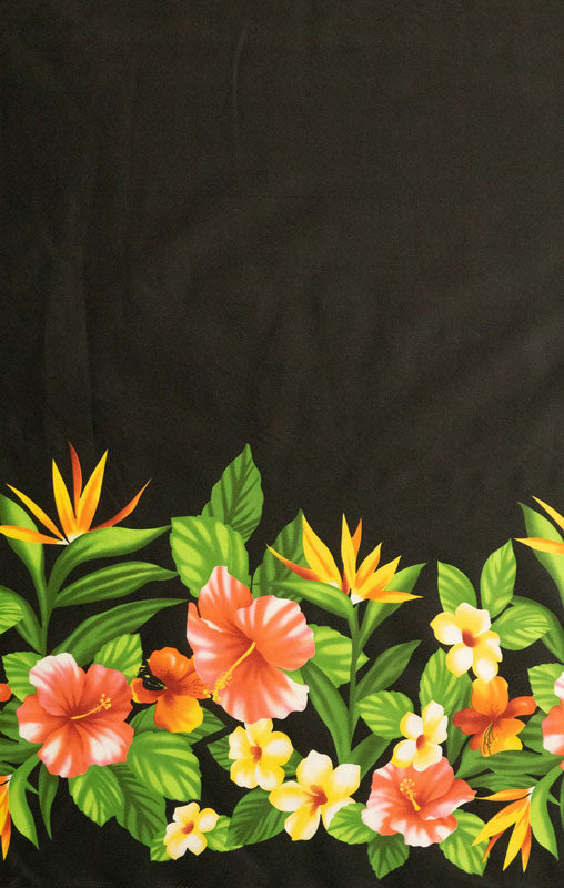 Hibiscus Birds of Paradise Plumeria Fabric  | Poly-Cotton