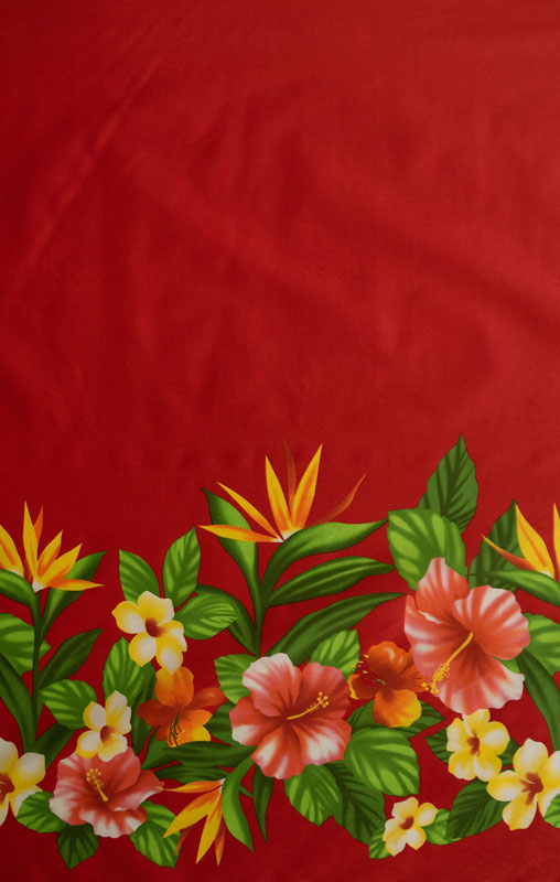 Hibiscus Birds of Paradise Plumeria Fabric  | Poly-Cotton