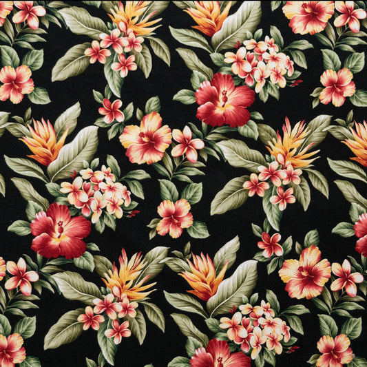 Plumeria Hibiscus Banana Leaf Fabric | Upholstery