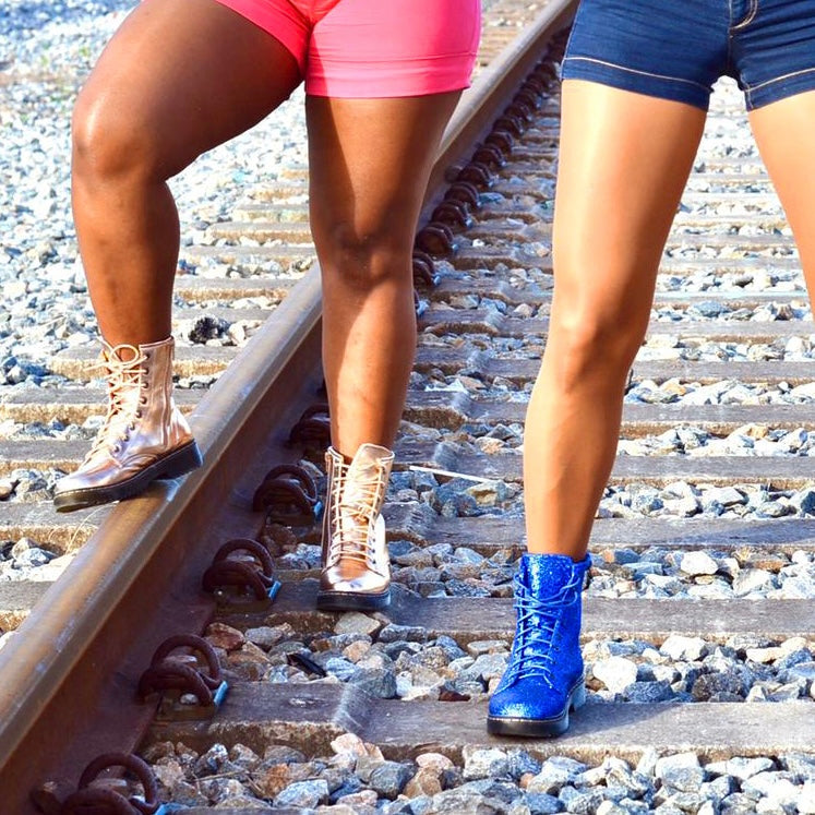 Glitter Baddie Combat Boots