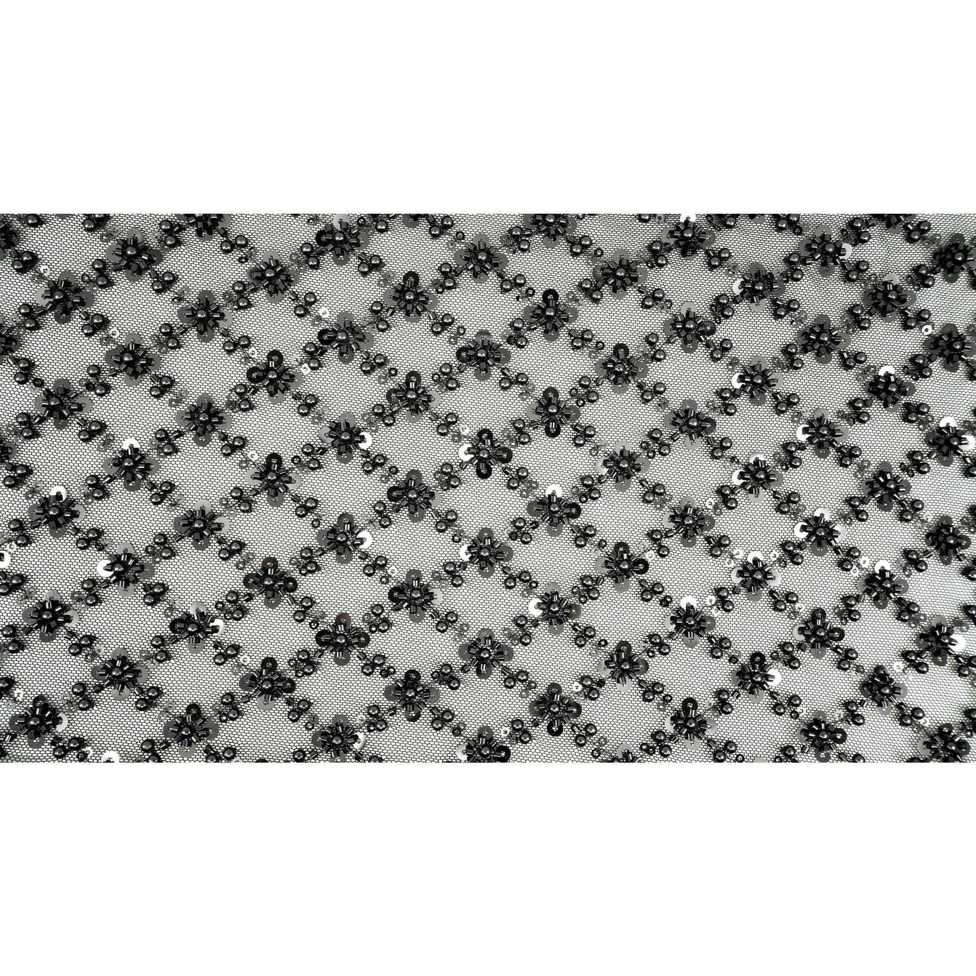 Blossom Beaded with Sequin Stretch Mesh Fabric | Blue Moon Fabrics