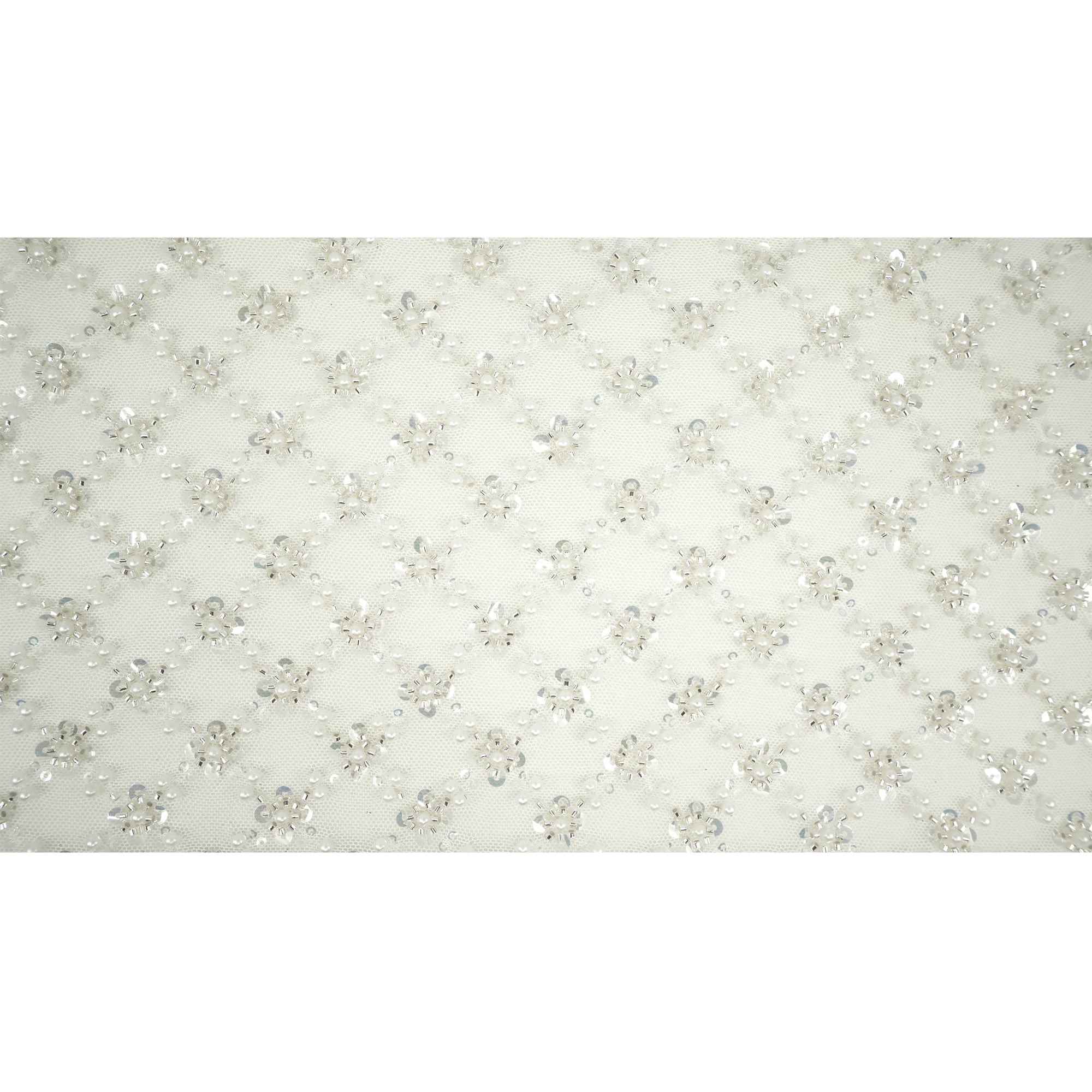 Blossom Beaded with Sequin Stretch Mesh Fabric | Blue Moon Fabrics