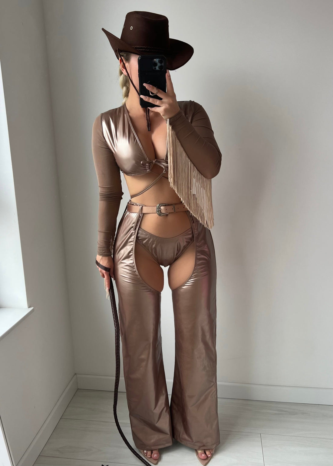Bronze Vinyl Cowgirl Costume
