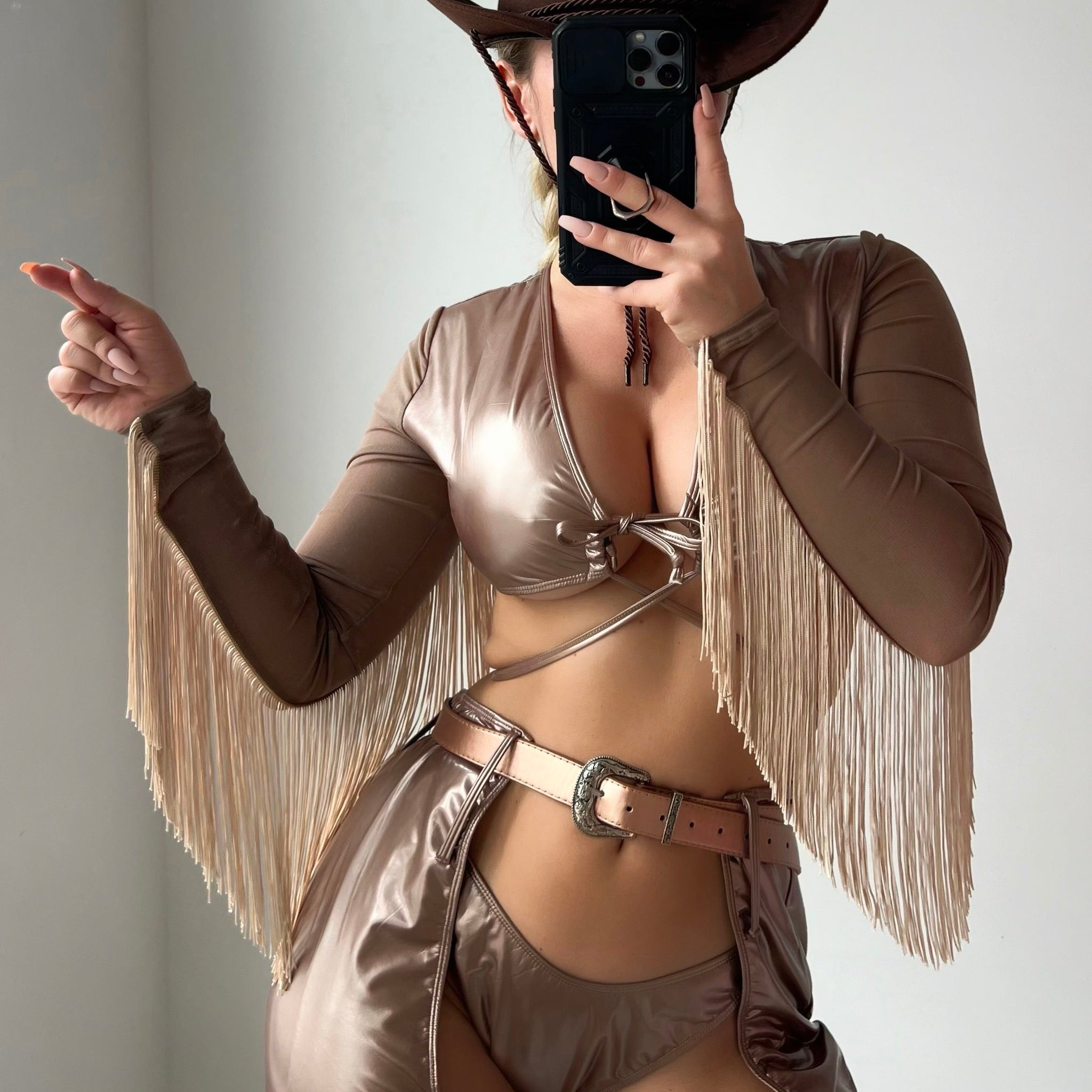 Bronze Vinyl Cowgirl Costume