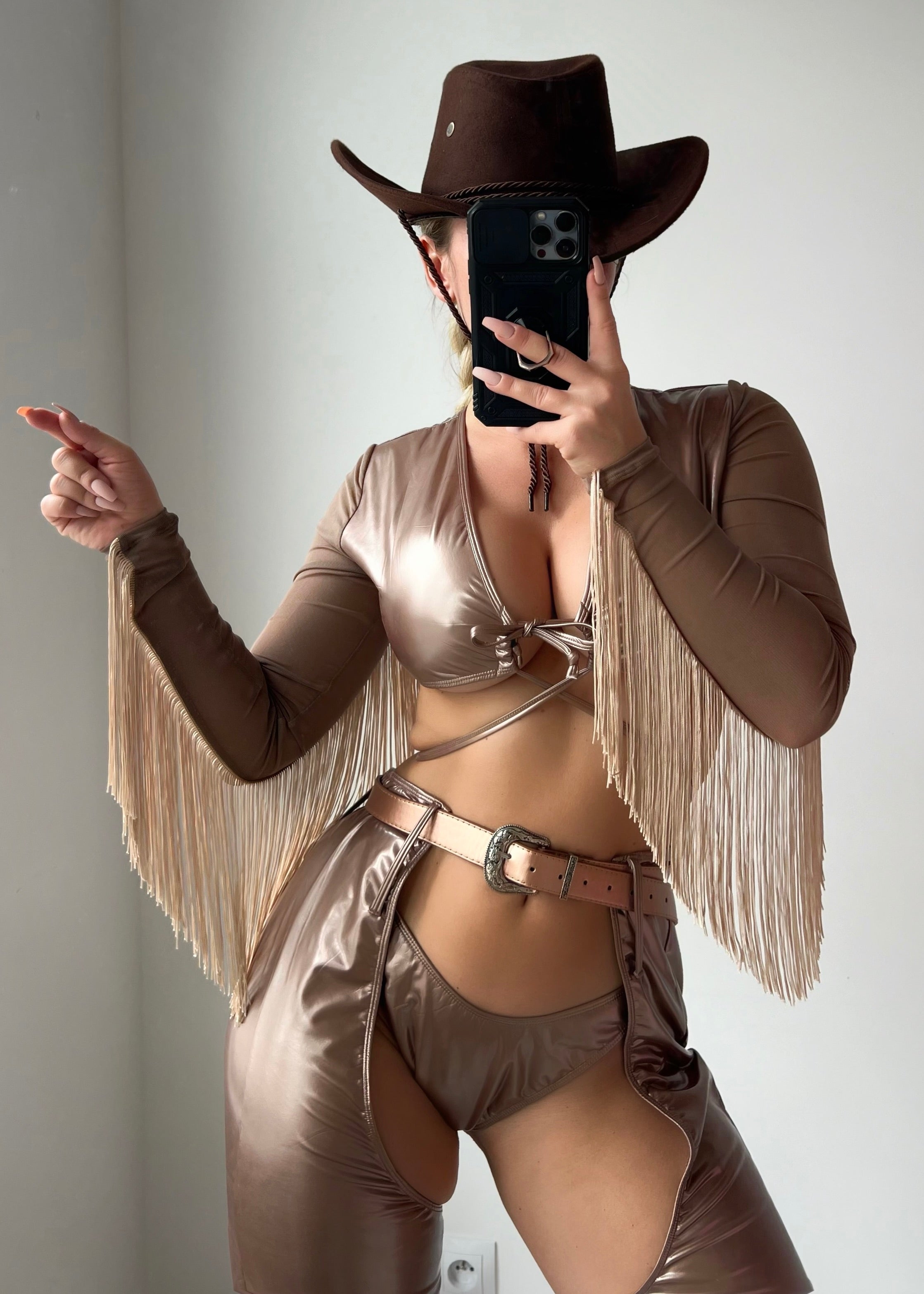 Bronze Vinyl Cowgirl Costume