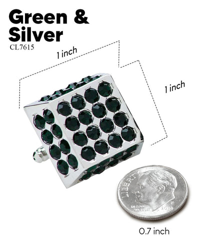 Vittorio Vico Men's Large  Square Studded Colored Crystal Cufflinks: CL76XX Series