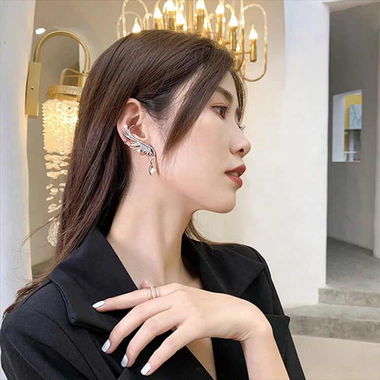 Angel Wing Crystal Tassel Earrings