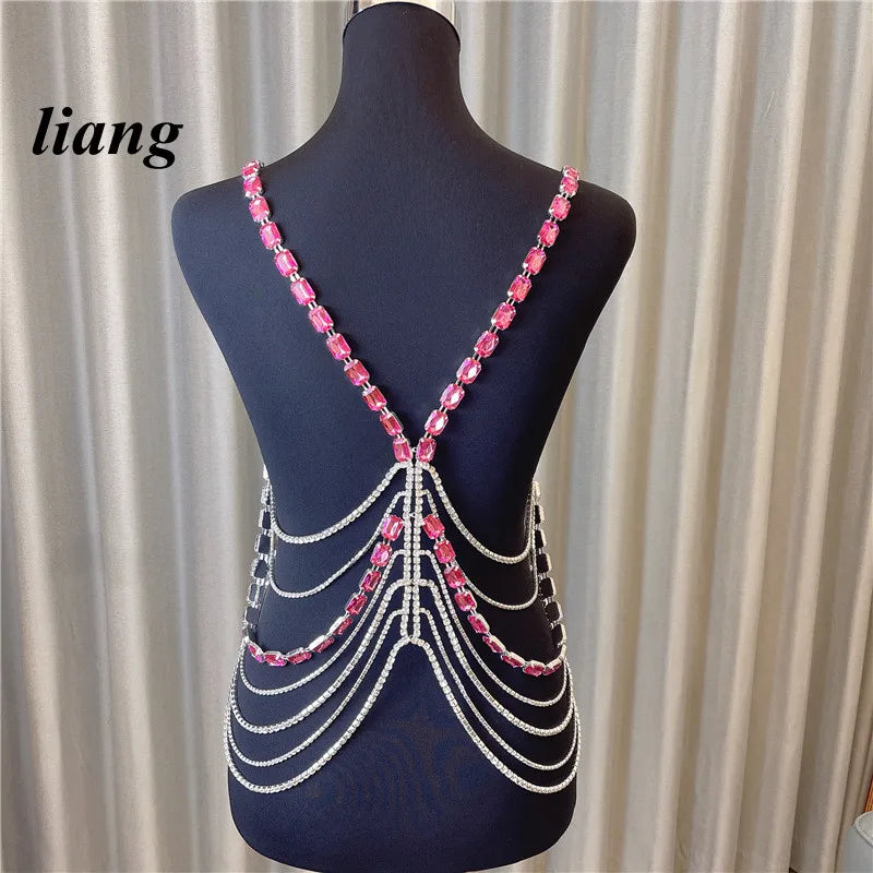 Red Rhinestone Bra & Thong Costume Jewelry