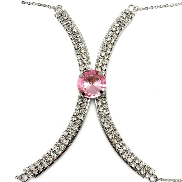 Luxury Rhinestone U-Shape Chest Chain – Shimmering Water Drop Pendant Bikini Bra Body Jewelry for Festivals & Beachwear