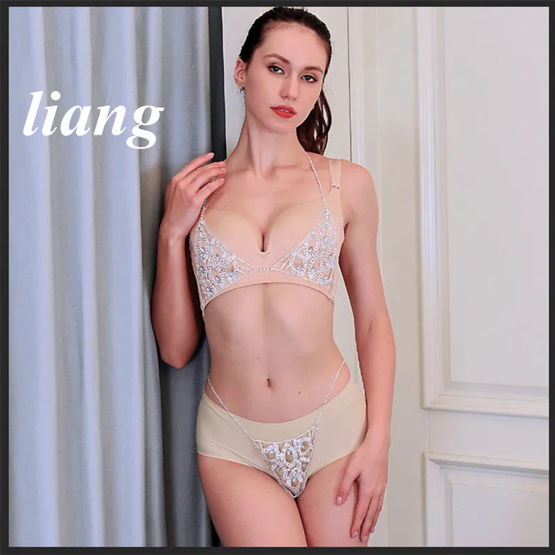 Rhinestone Leaf Bra & Thong Body Chain