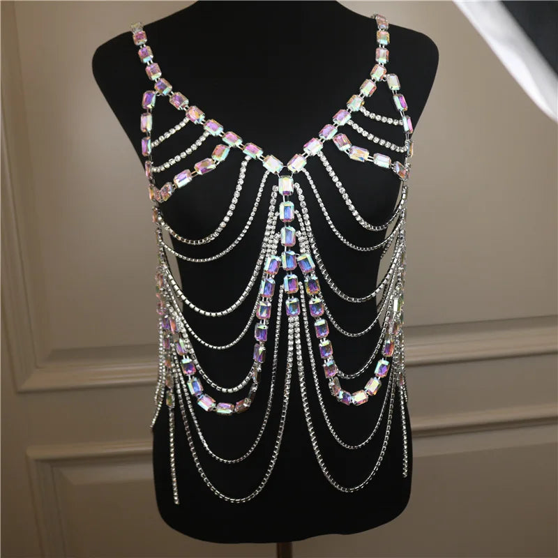 Red Rhinestone Bra & Thong Body Jewelry