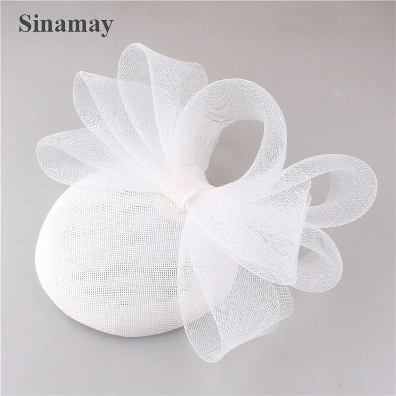 18cm Elegant Sinamay Bow Fascinator Hairpin Kentucky Derby Cocktail Hat Headpiece