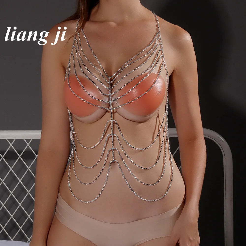 Adjustable Rhinestone Tassel Bra Chain