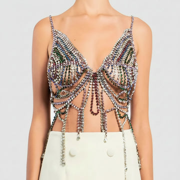 Dazzling Crystal Tassel Chest Chain & Bikini Bra Body Jewelry