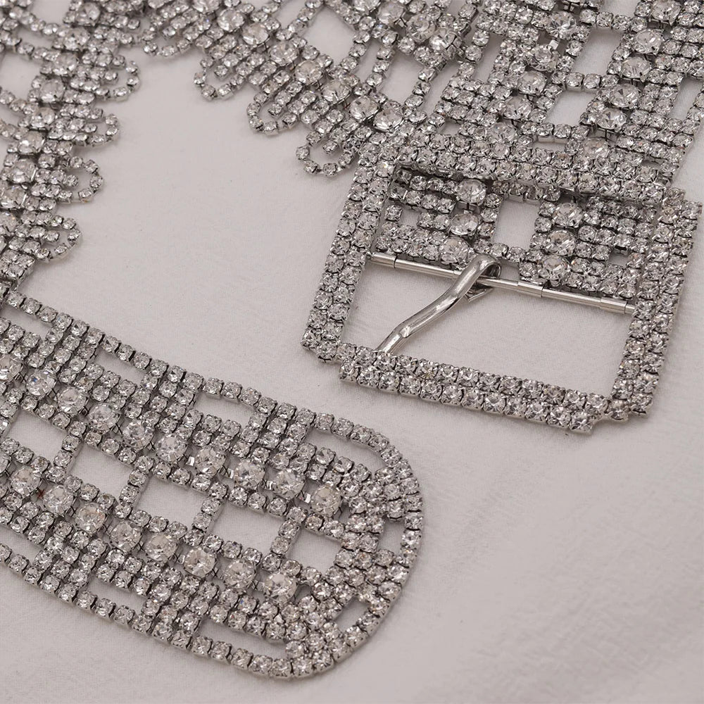 V-neck Rhinestone Crystal Halter Top