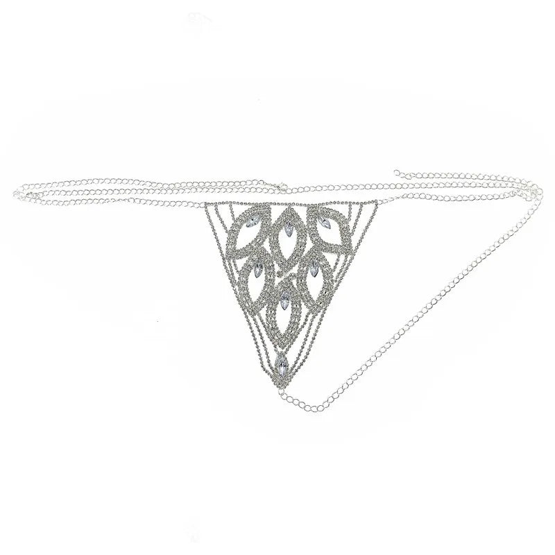 Rhinestone Leaf Bra & Thong Body Chain