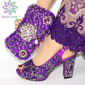 Italian Rhinestone Shoes and Bag Set