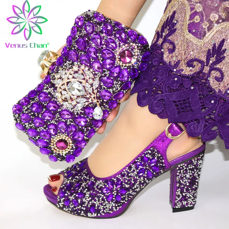 Italian Rhinestone Shoes and Bag Set