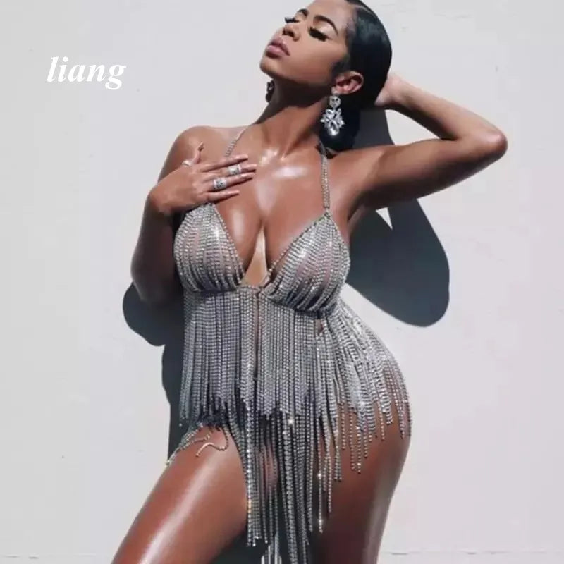 Crystal Tassel Bra & Skirt Body Jewelry