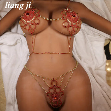 Crystal Bra & Thong Costume Chain Set