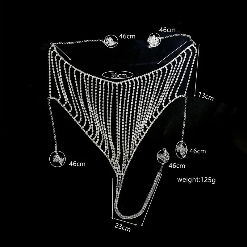 Crystal Tassel Bra & Thong Body Chain