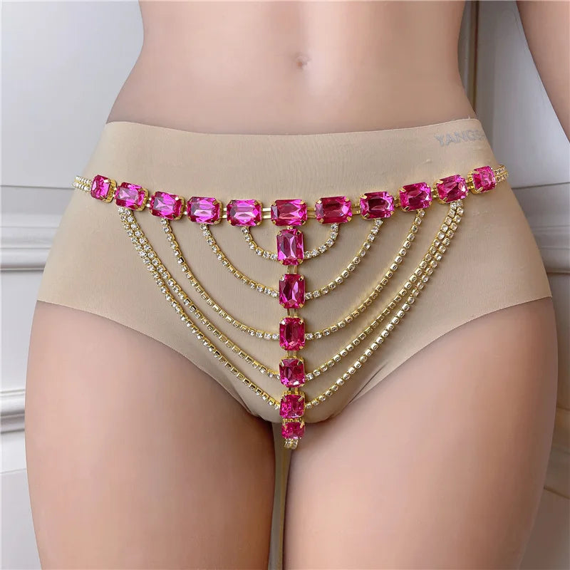 Red Rhinestone Bra & Thong Costume Jewelry