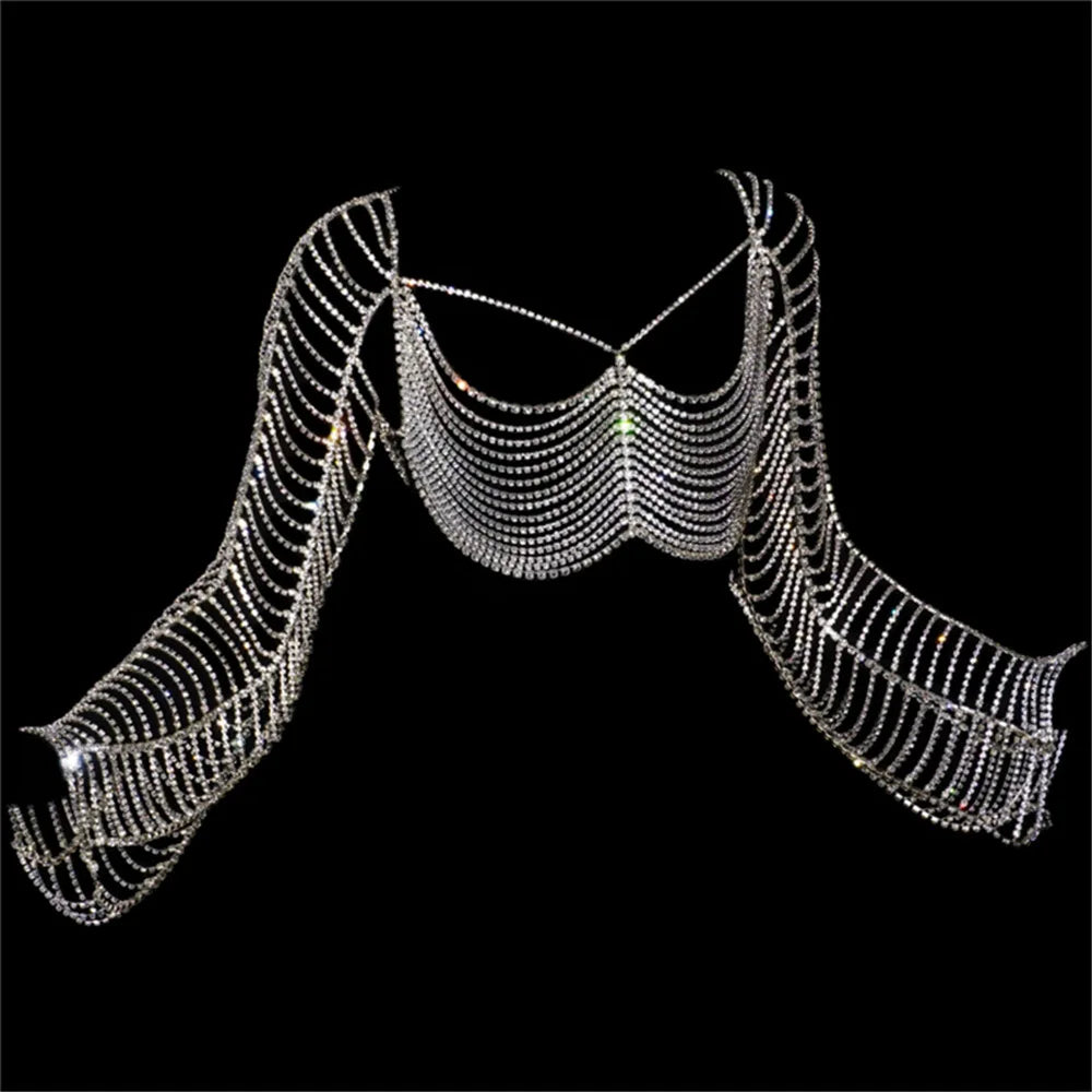 Crystal Shoulder Shawl & Chain Skirt Jewelry