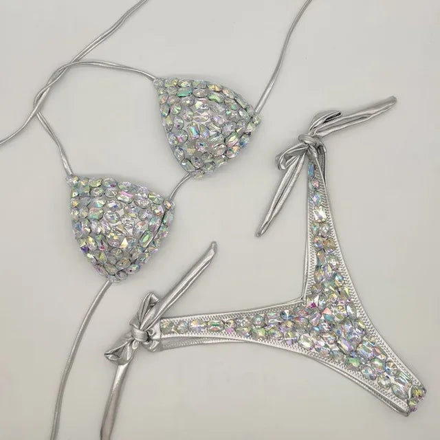Luxury Rhinestone Heavy Tassel Performance Set – Shimmering Crystal Fringe Bra & Belt Costume for GoGo Dancers & Showgirls