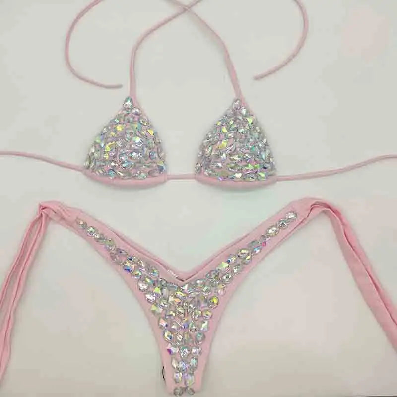 Luxury Rhinestone Heavy Tassel Performance Set – Shimmering Crystal Fringe Bra & Belt Costume for GoGo Dancers & Showgirls