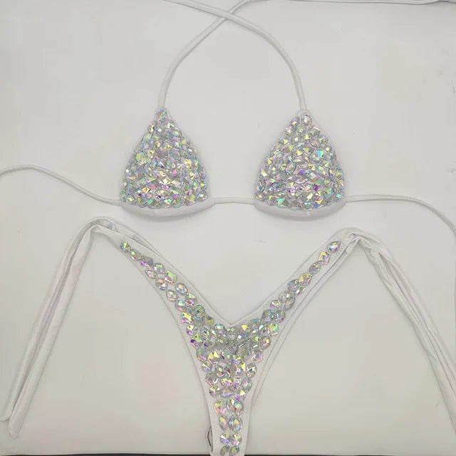 Luxury Rhinestone Heavy Tassel Performance Set – Shimmering Crystal Fringe Bra & Belt Costume for GoGo Dancers & Showgirls