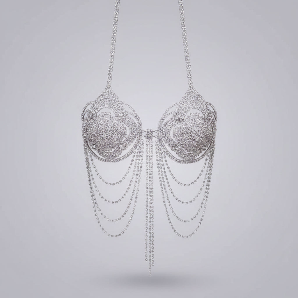 Dazzling Crystal Tassel Bra Chain & Skirt Bikini Body Jewelry Set