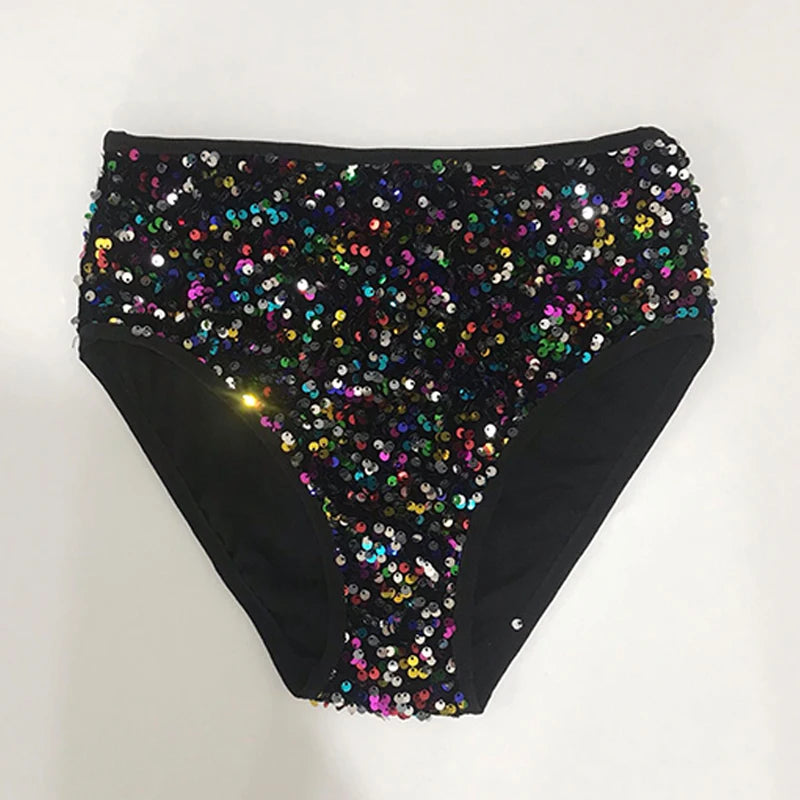 Sequined High-Waist Pole Dance Shorts & Gogo Performance Bottoms