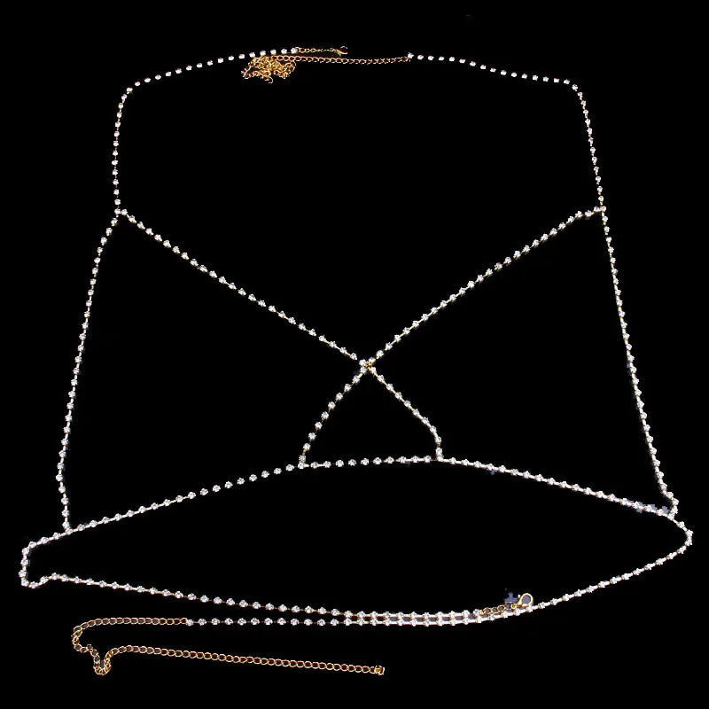 Cross-Front Crystal Body Chain