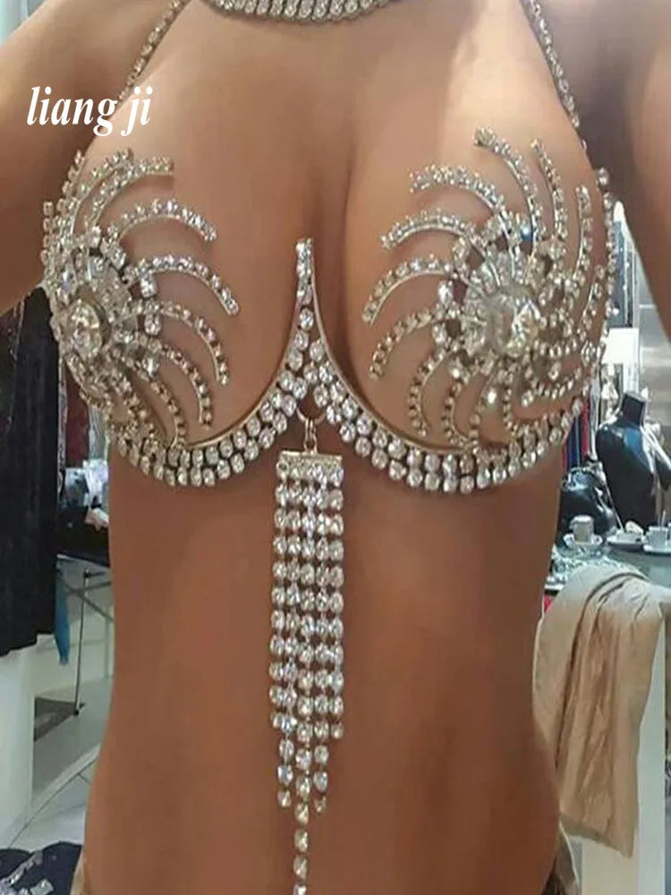 Crystal Strap Tassel Bra Chain