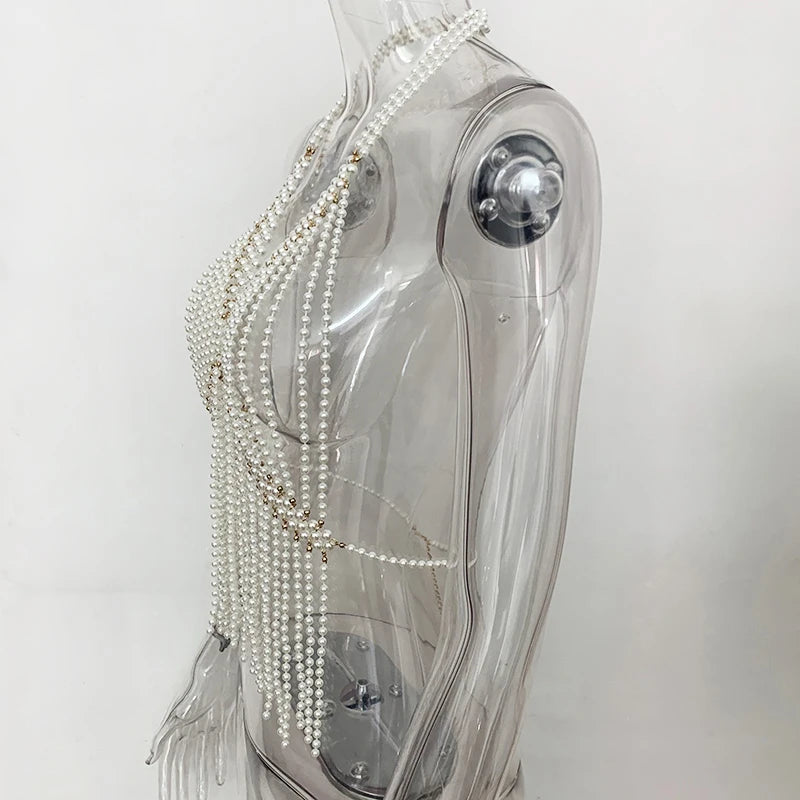 Simulated Pearl Bra Body Chain
