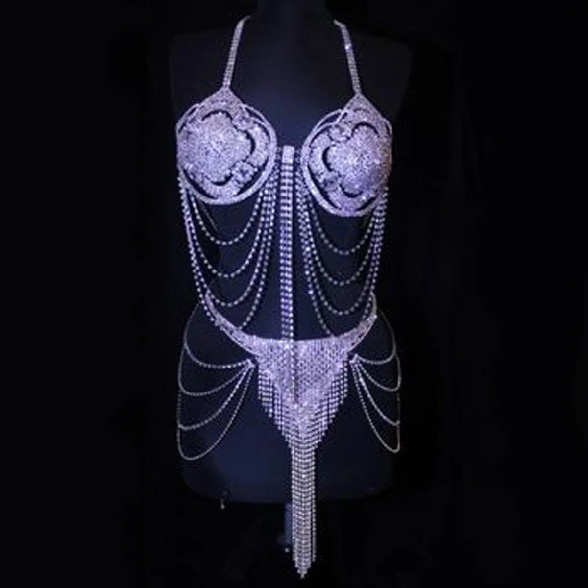 Multilayer Crystal Tassel Bra & Thong Jewelry