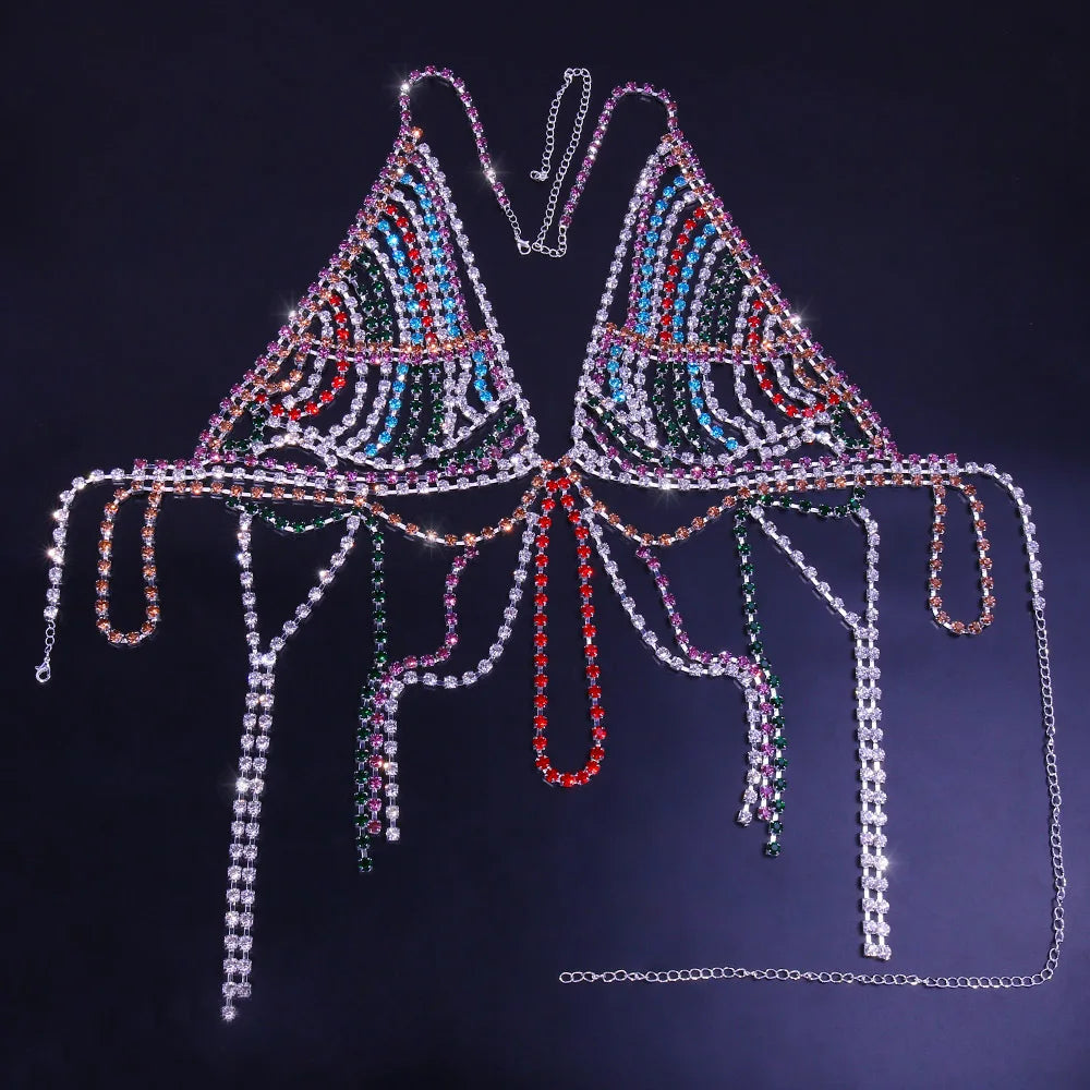 Dazzling Crystal Tassel Chest Chain & Bikini Bra Body Jewelry
