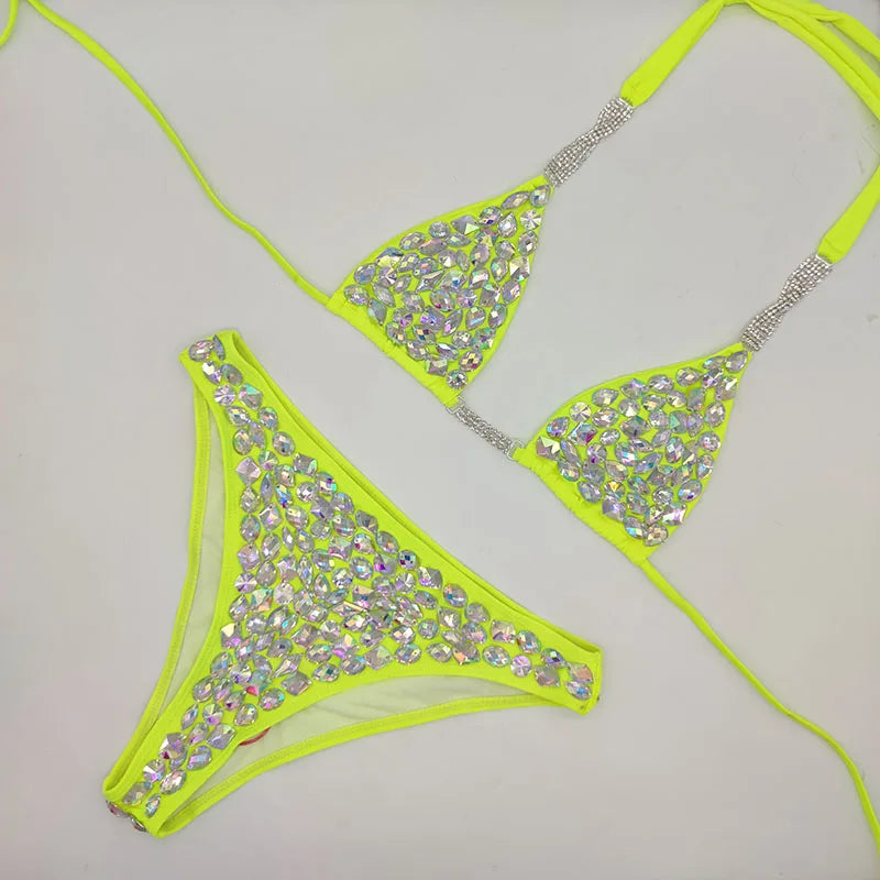 The Venus Horizon Rhinestone Bikini – Premium Crystal Triangle Showgirl Set