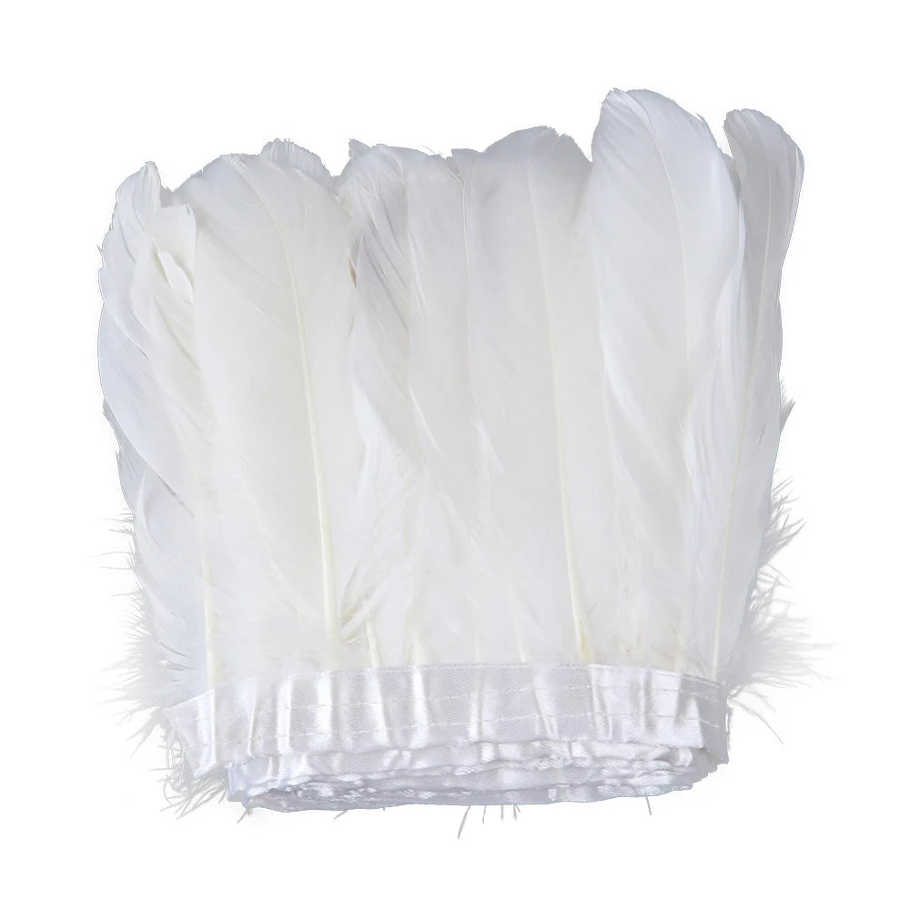Natural Dyed Goose Feather Trim Fringe Ribbon